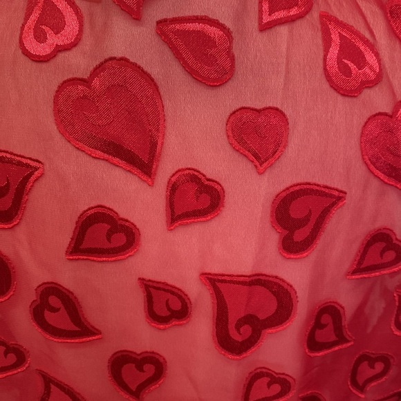 Sophia Red Hearts Sheer Robe Sleep Shirt - Picture 5 of 6